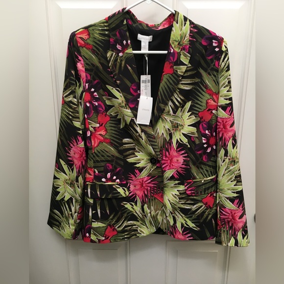 Chico's Jackets & Blazers - NWT CHICOS FLORAL BLAZER Size 1